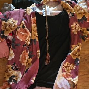 Floral Women's Sweater - Pink and Yellow